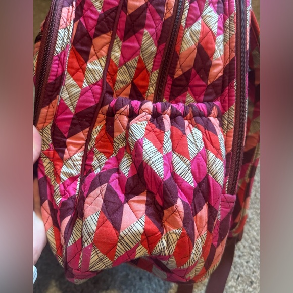 Vera Bradley Backpack Large Bohemian Chevron Padded Laptop / Straps Zip Pockets - Picture 7 of 9